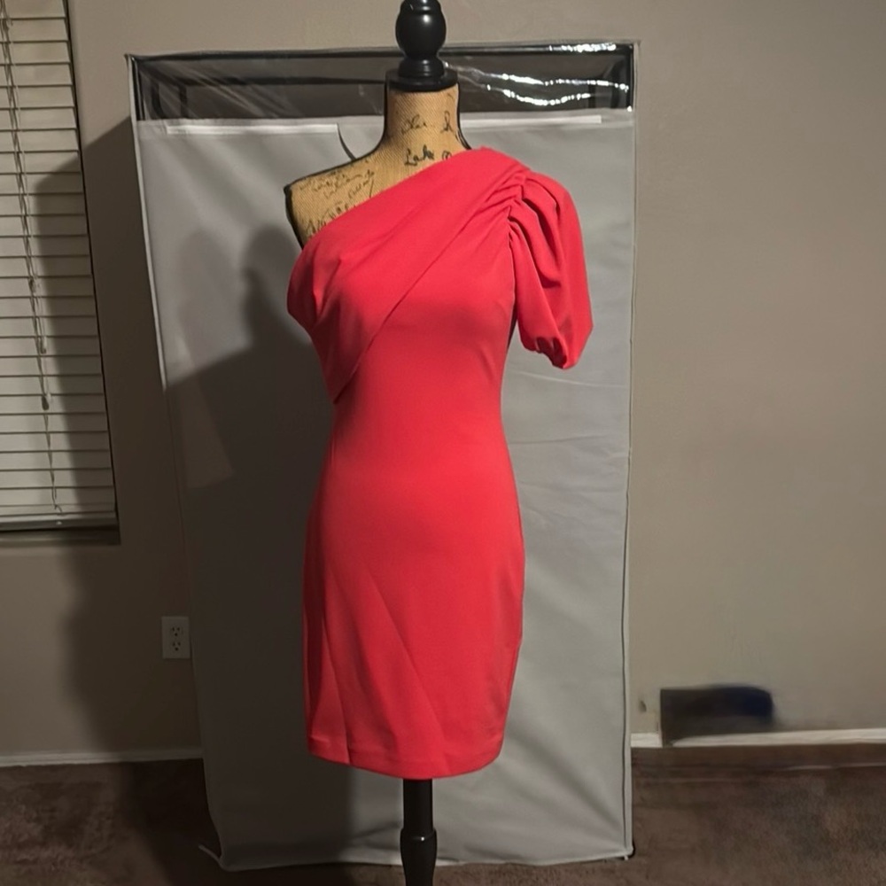 Elegant One-Shoulder Red Dress